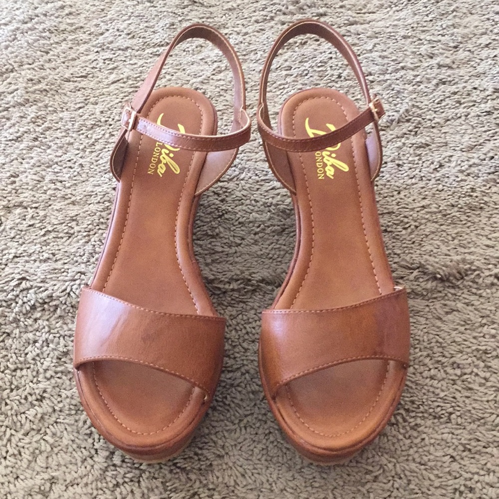Cognac Sandal Wedges